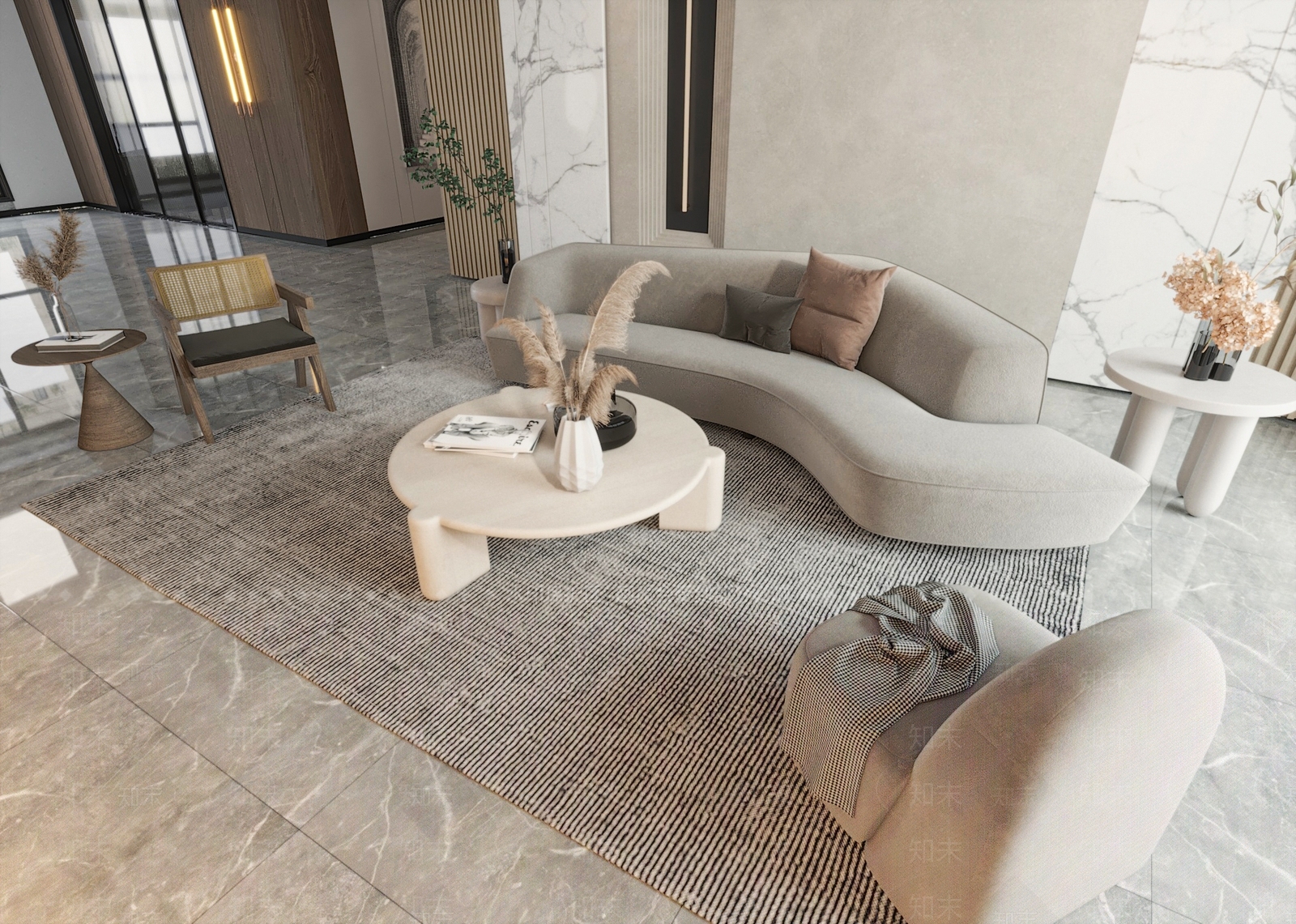 现代沙发茶几组合3D模型下载【ID:1124290335】_知末3d模型网