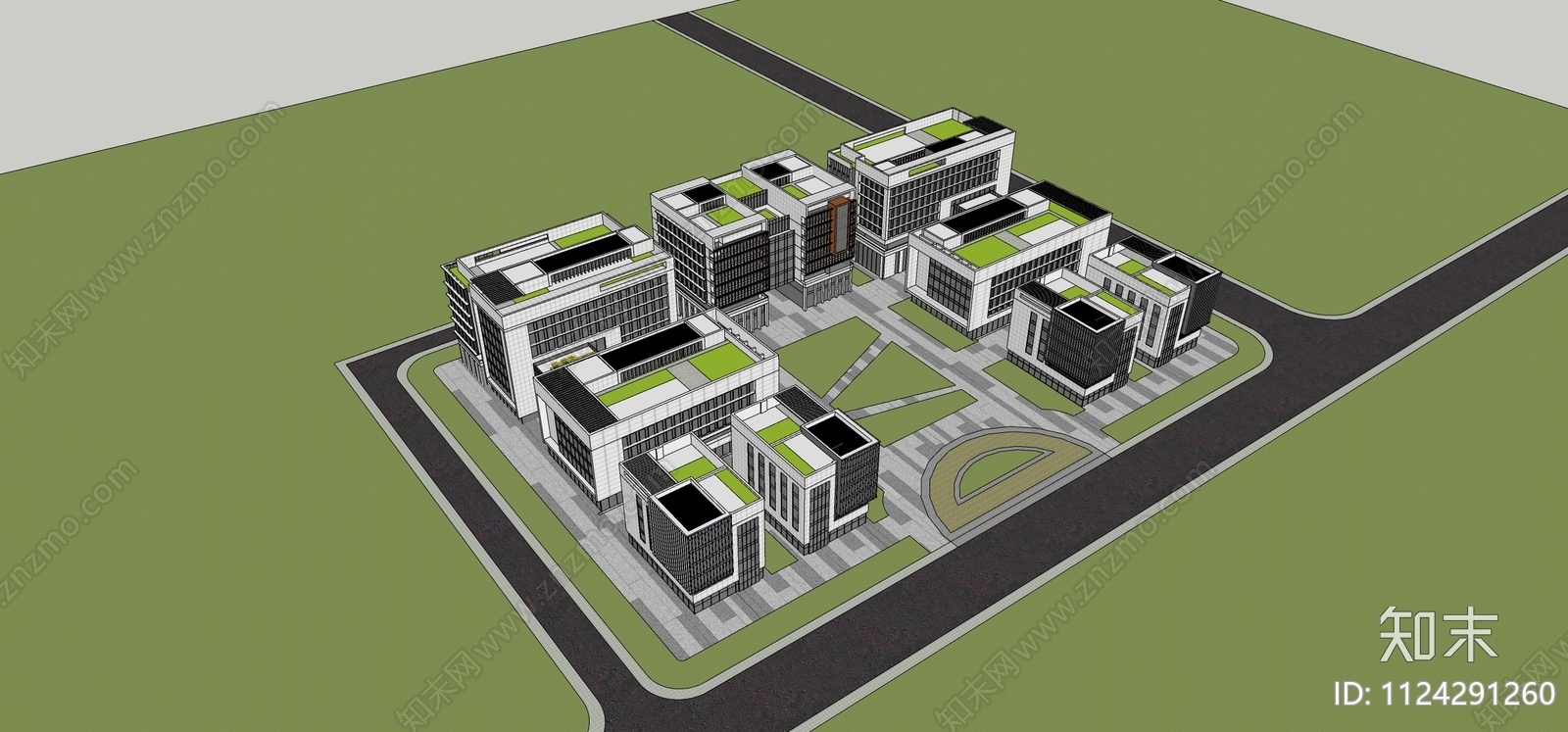 现代产业园SU模型下载【ID:1124291260】