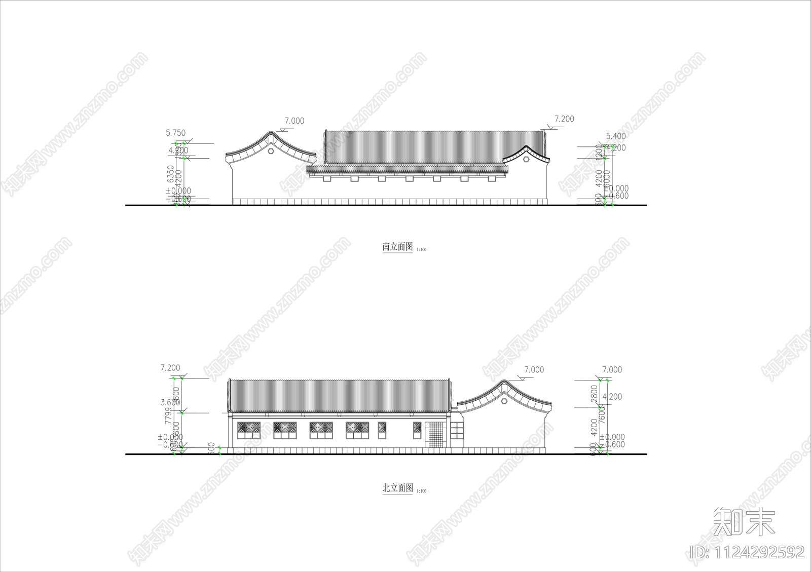 中式古典民居建筑方案图cad施工图下载【ID:1124292592】