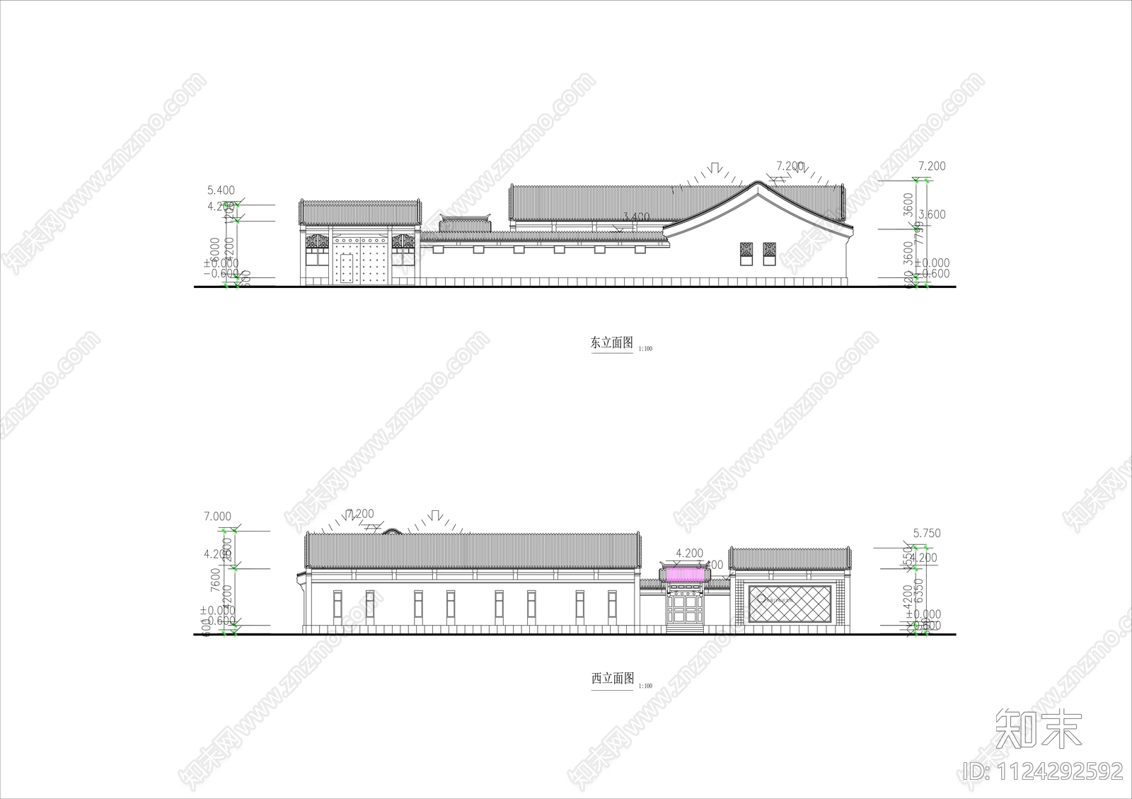 中式古典民居建筑方案图cad施工图下载【ID:1124292592】