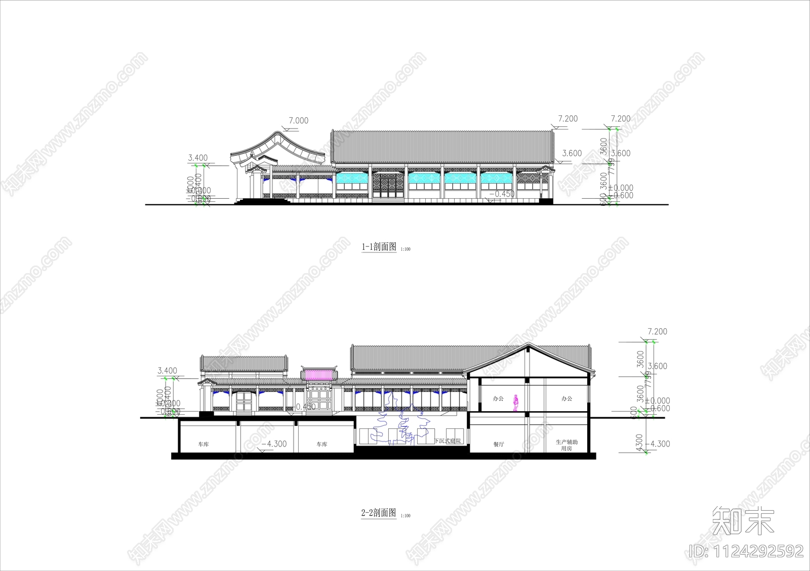 中式古典民居建筑方案图cad施工图下载【ID:1124292592】