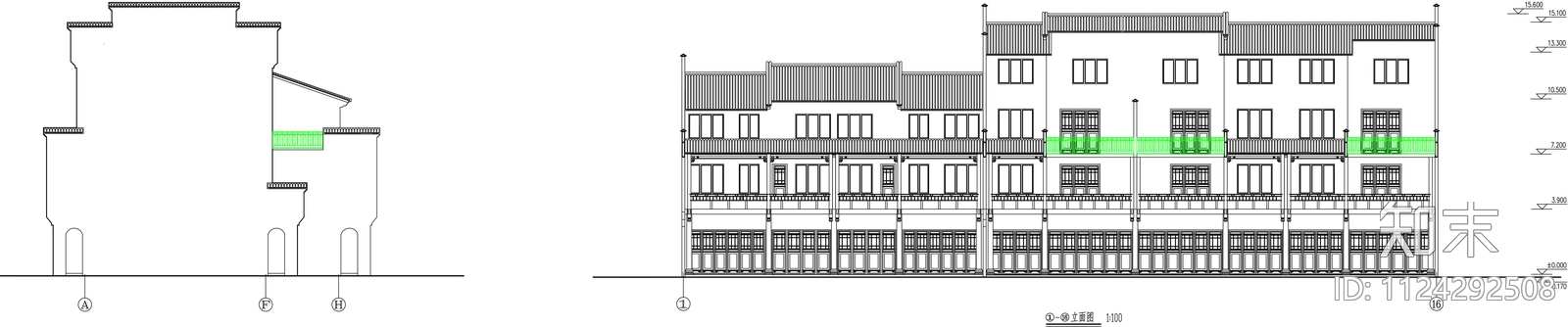 中式仿古民居建筑施工图cad施工图下载【ID:1124292508】