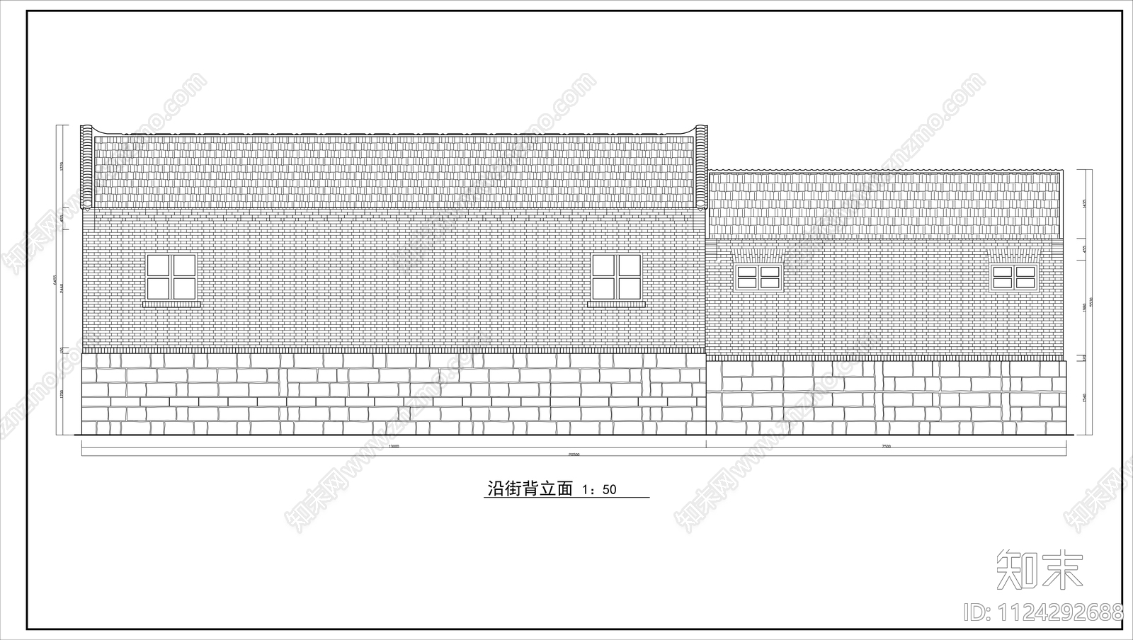 中式古民居建筑cad施工图下载【ID:1124292688】