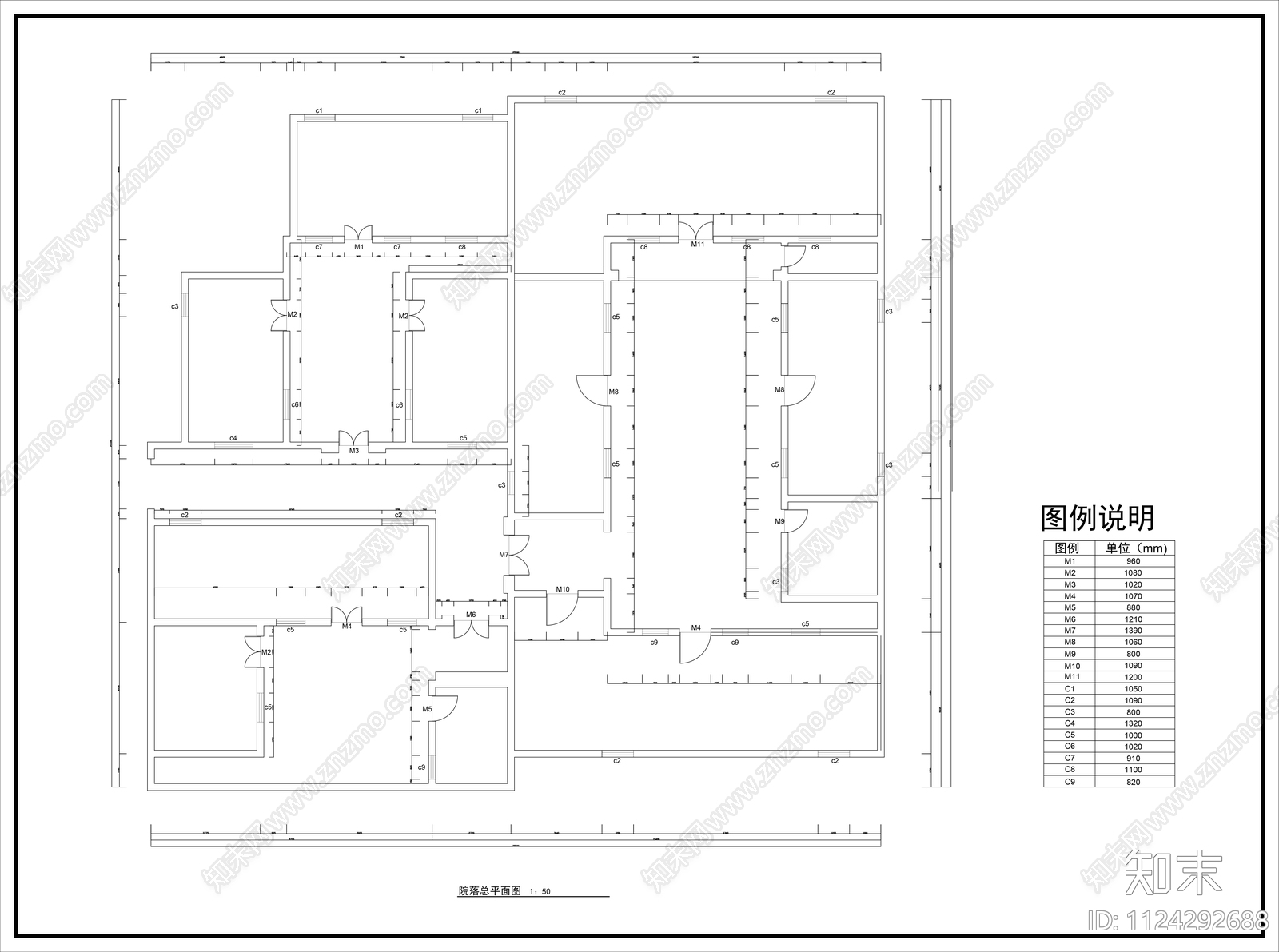 中式古民居建筑cad施工图下载【ID:1124292688】