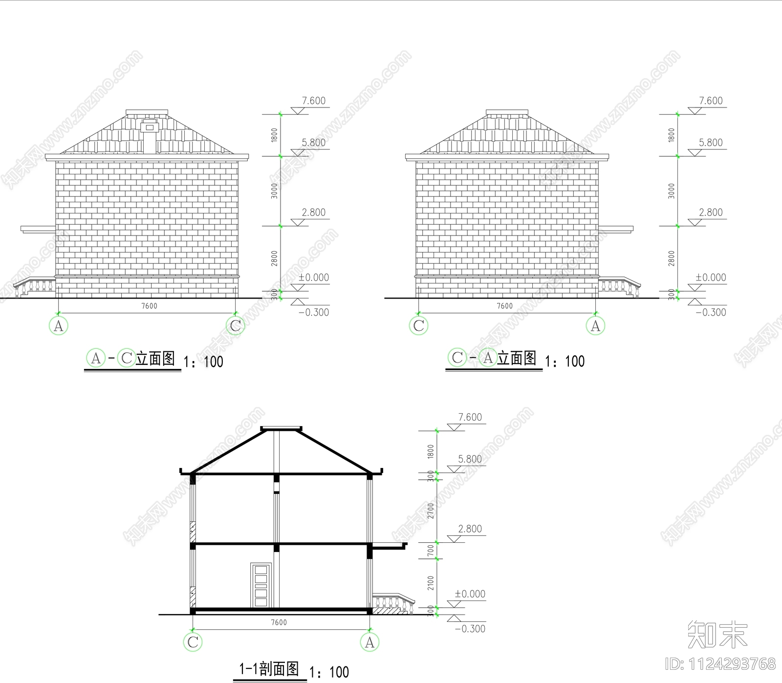 中式民居住宅方案图cad施工图下载【ID:1124293768】