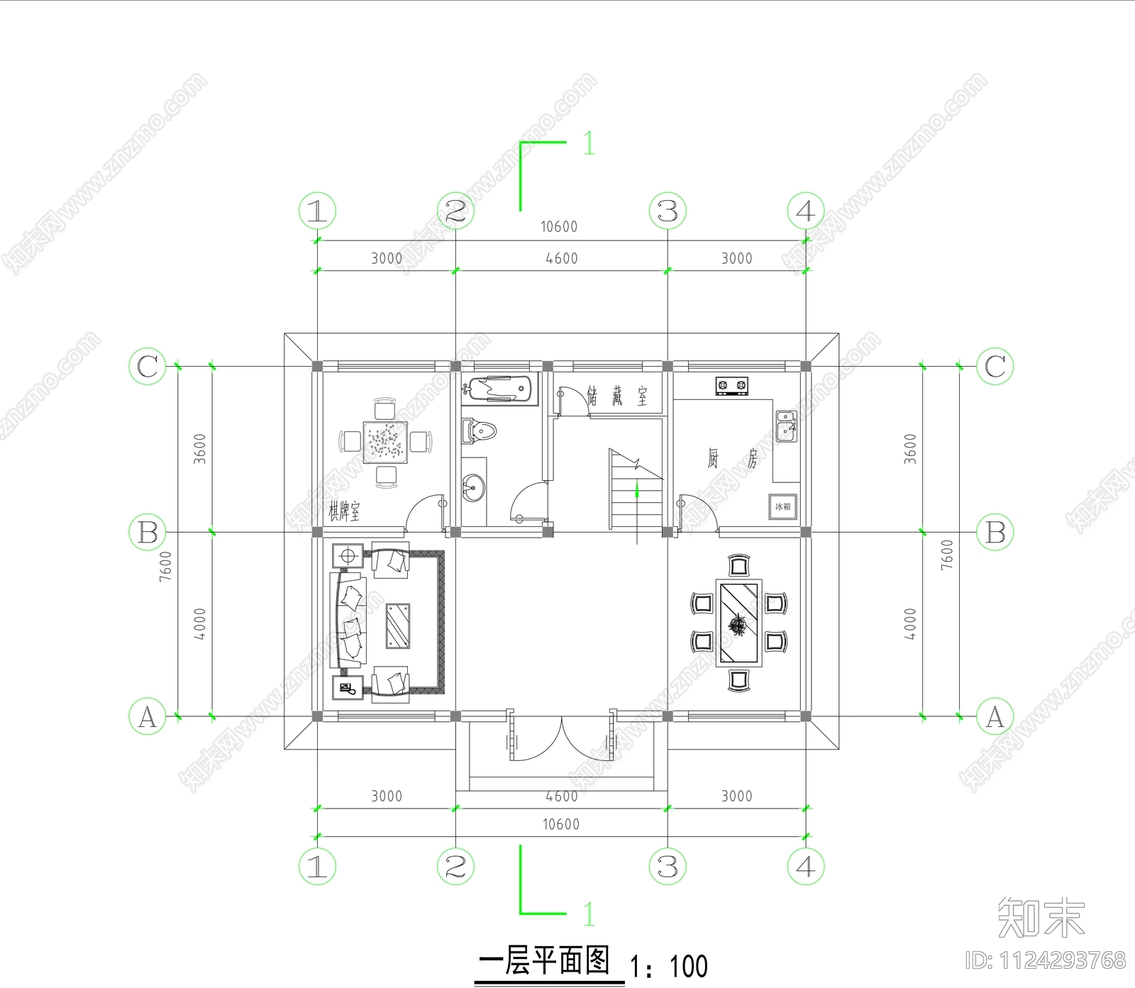 中式民居住宅方案图cad施工图下载【ID:1124293768】