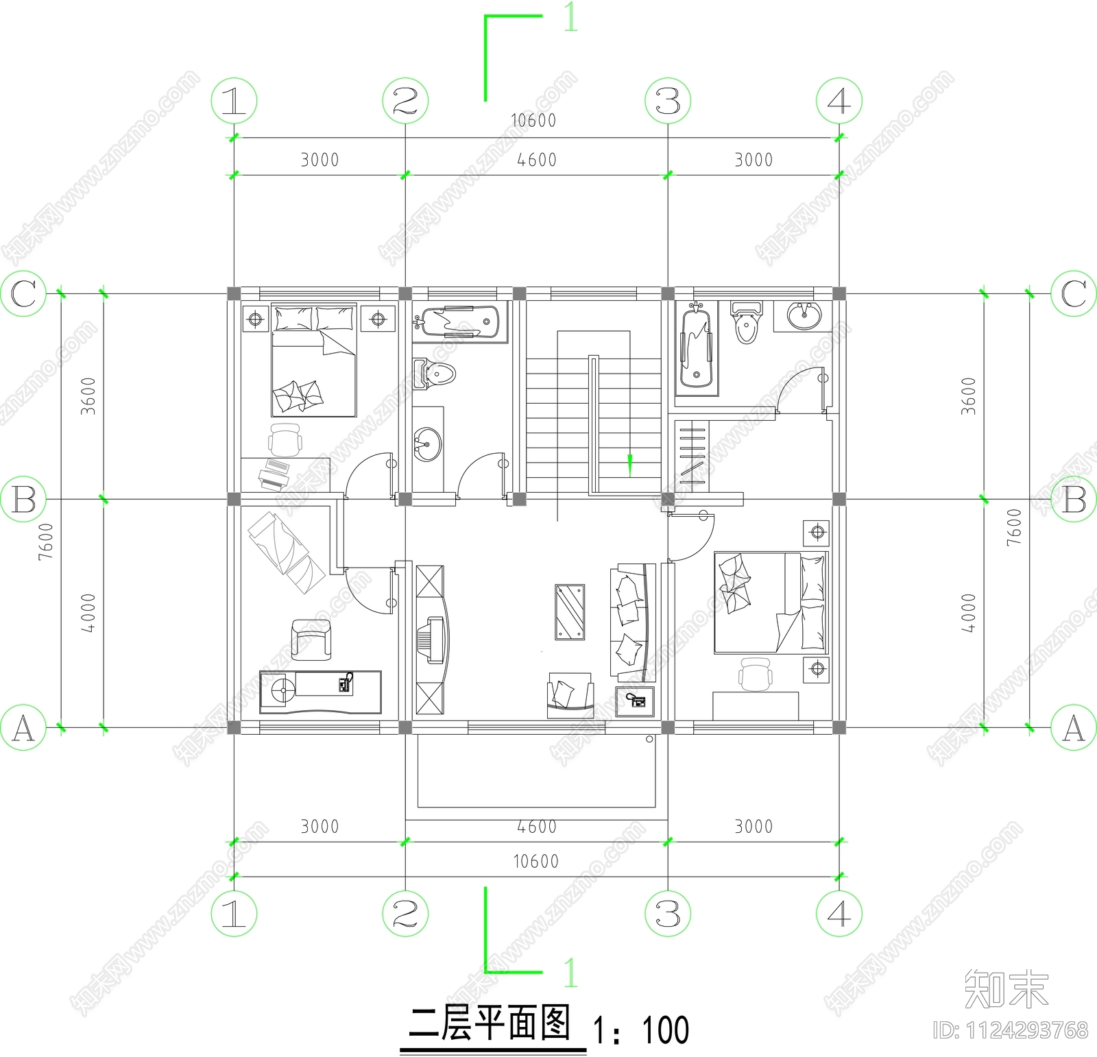 中式民居住宅方案图cad施工图下载【ID:1124293768】