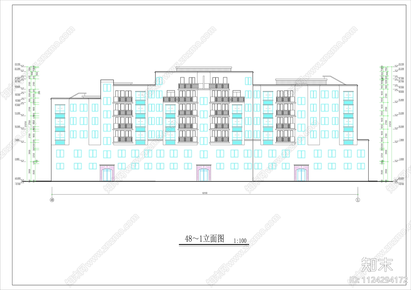 中式民居商住楼cadcad施工图下载【ID:1124294172】