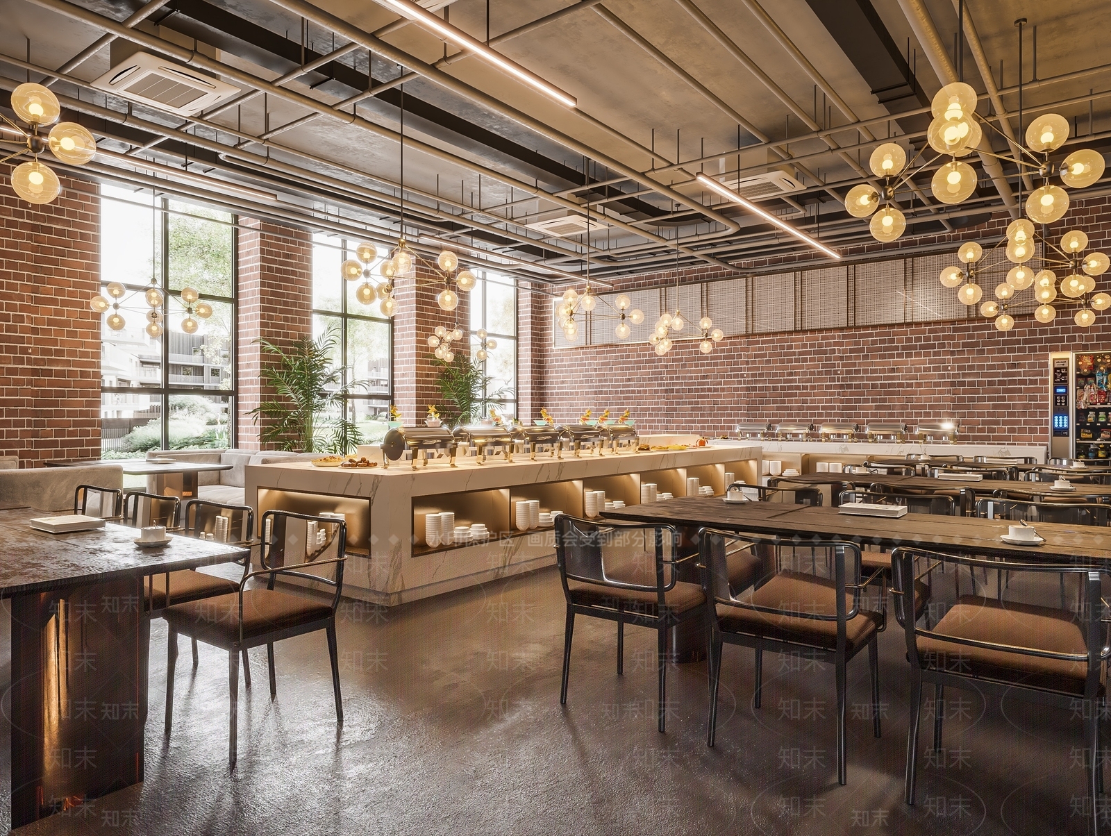 工业自助餐厅SU模型下载【ID:1124301697】