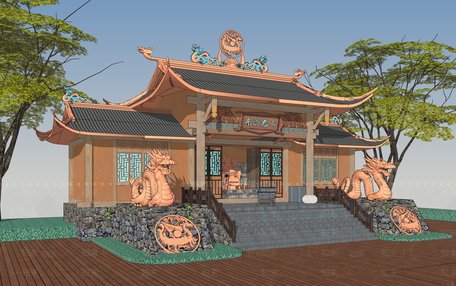 中式龙王庙SU模型下载【ID:1124304310】