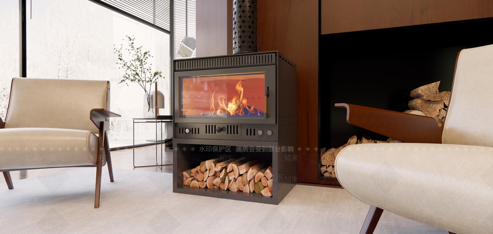 现代室内壁炉SU模型下载【ID:1124311419】