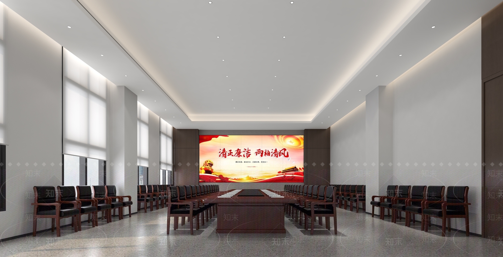 现代党建会议室3D模型下载【ID:1124312277】