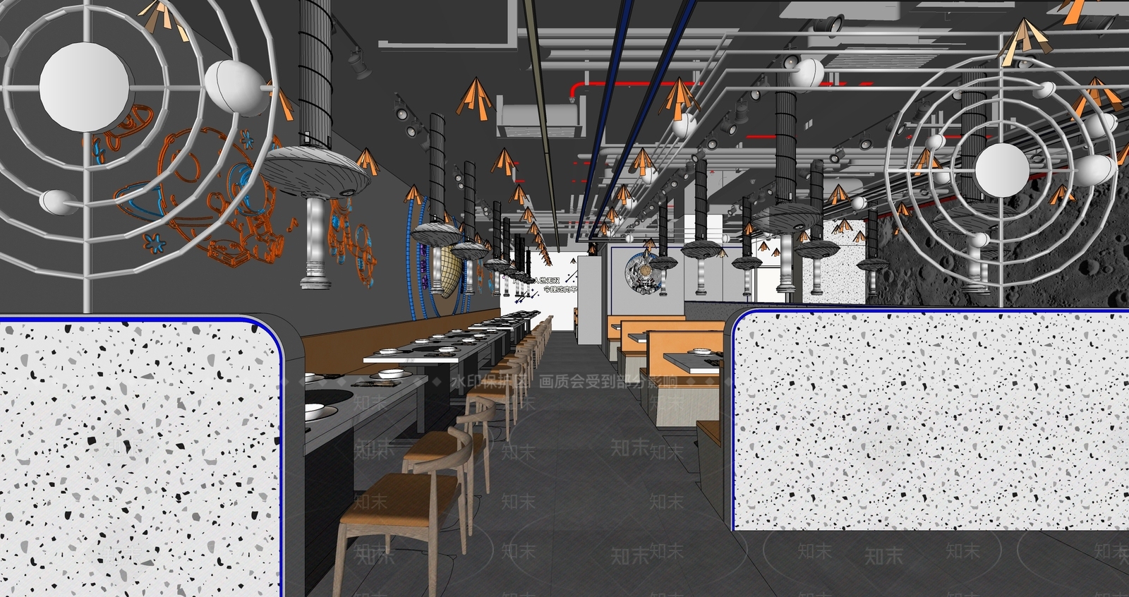 现代火锅店SU模型下载【ID:1124312764】