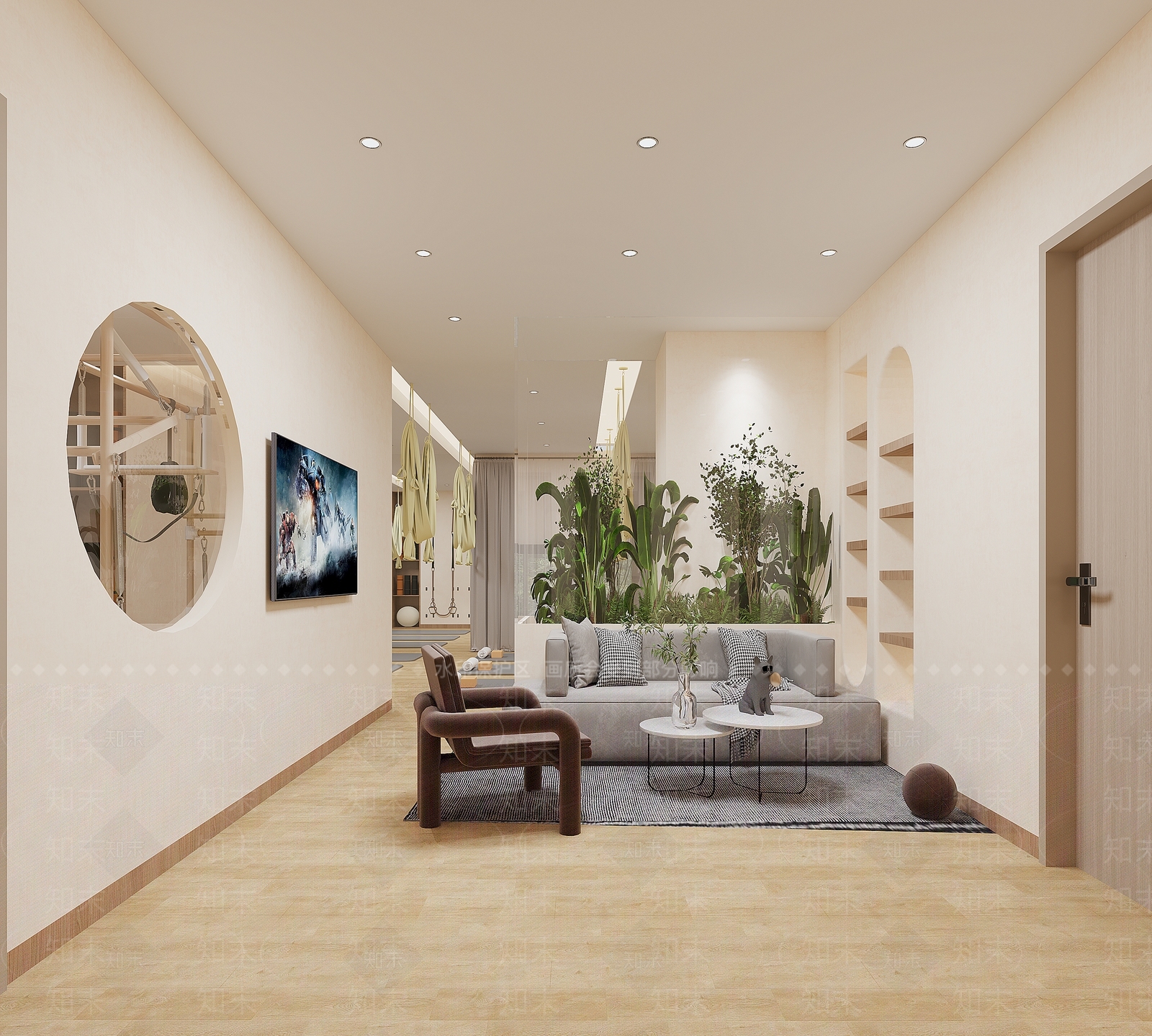 现代瑜伽室3D模型下载【ID:1124316955】