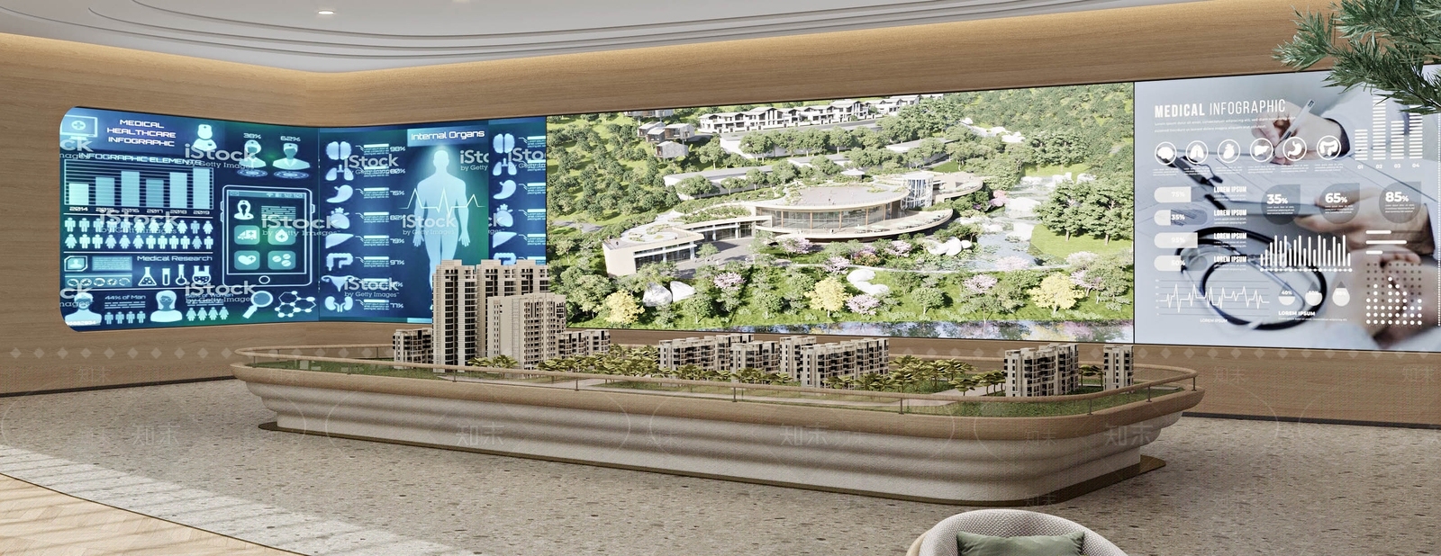 现代售楼处沙盘区3D模型下载【ID:1124331818】
