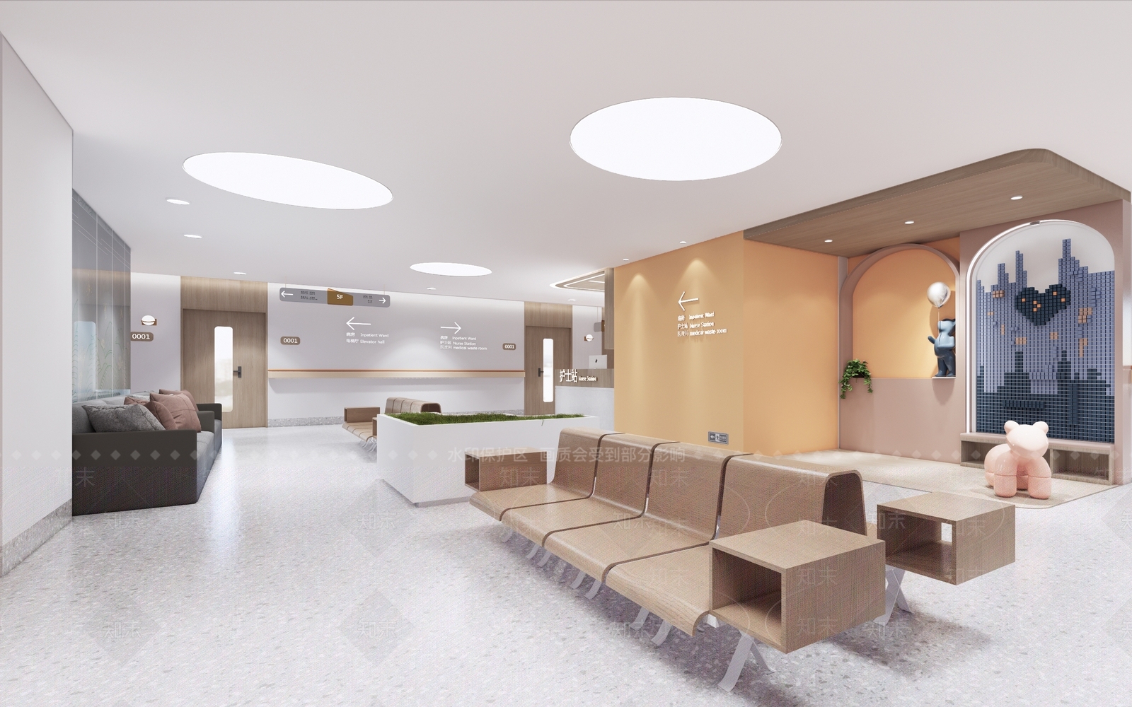 现代妇产医院候诊区SU模型下载【ID:1124333410】