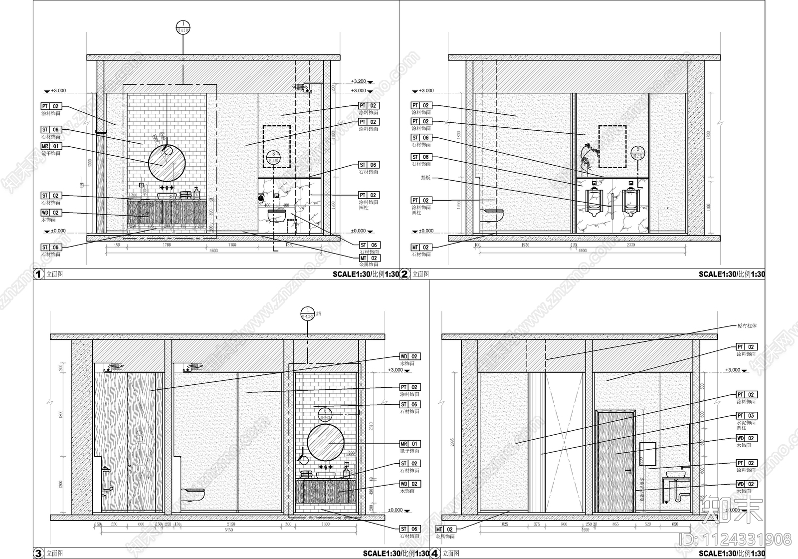 900㎡橱柜连锁店卖场展厅cad施工图下载【ID:1124331908】