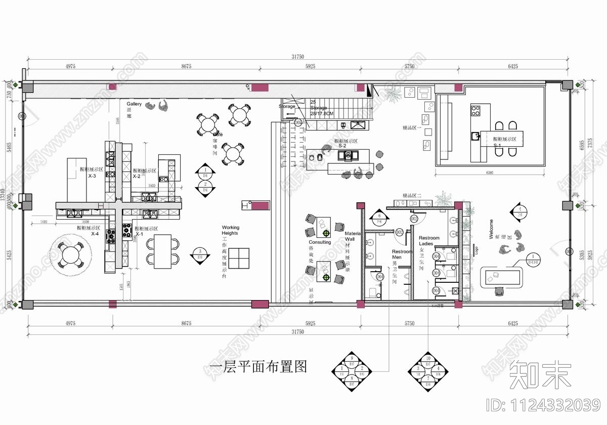 800㎡橱柜连锁店卖场展厅cad施工图下载【ID:1124332039】