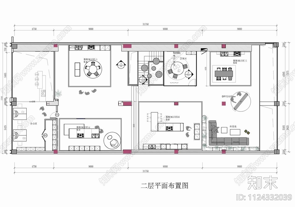 800㎡橱柜连锁店卖场展厅cad施工图下载【ID:1124332039】