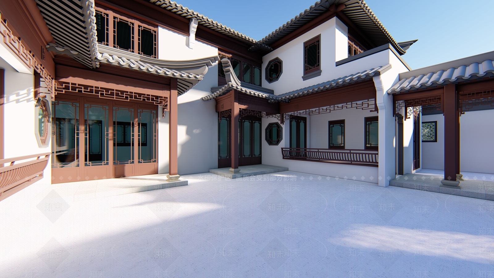 中式四合院SU模型下载【ID:1124335630】