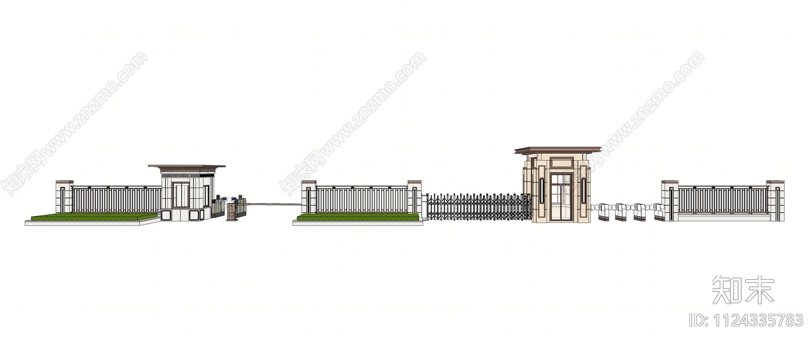 现代次入口大门SU模型下载【ID:1124335783】