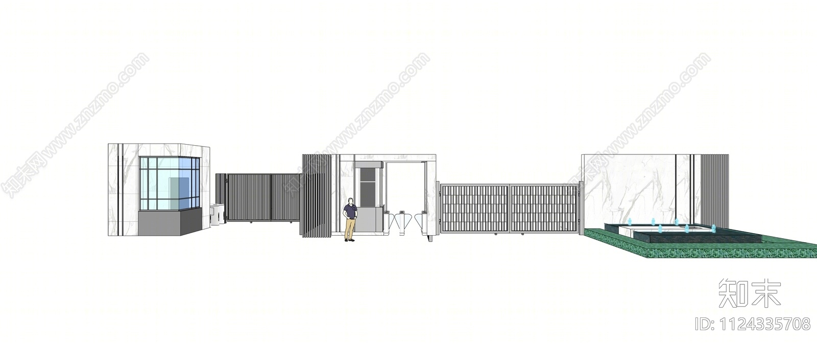 现代次入口大门SU模型下载【ID:1124335708】