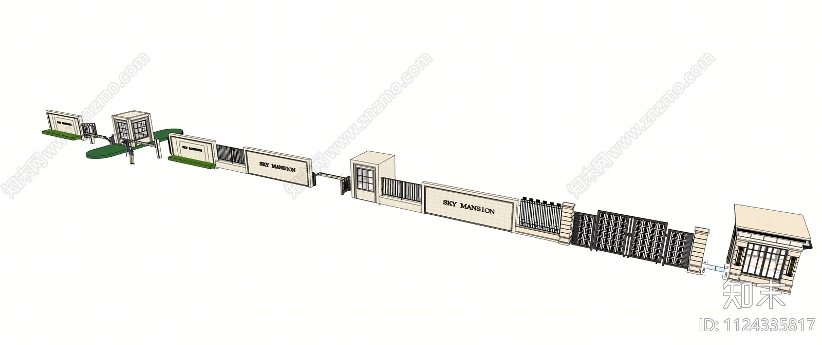 现代次入口大门SU模型下载【ID:1124335817】