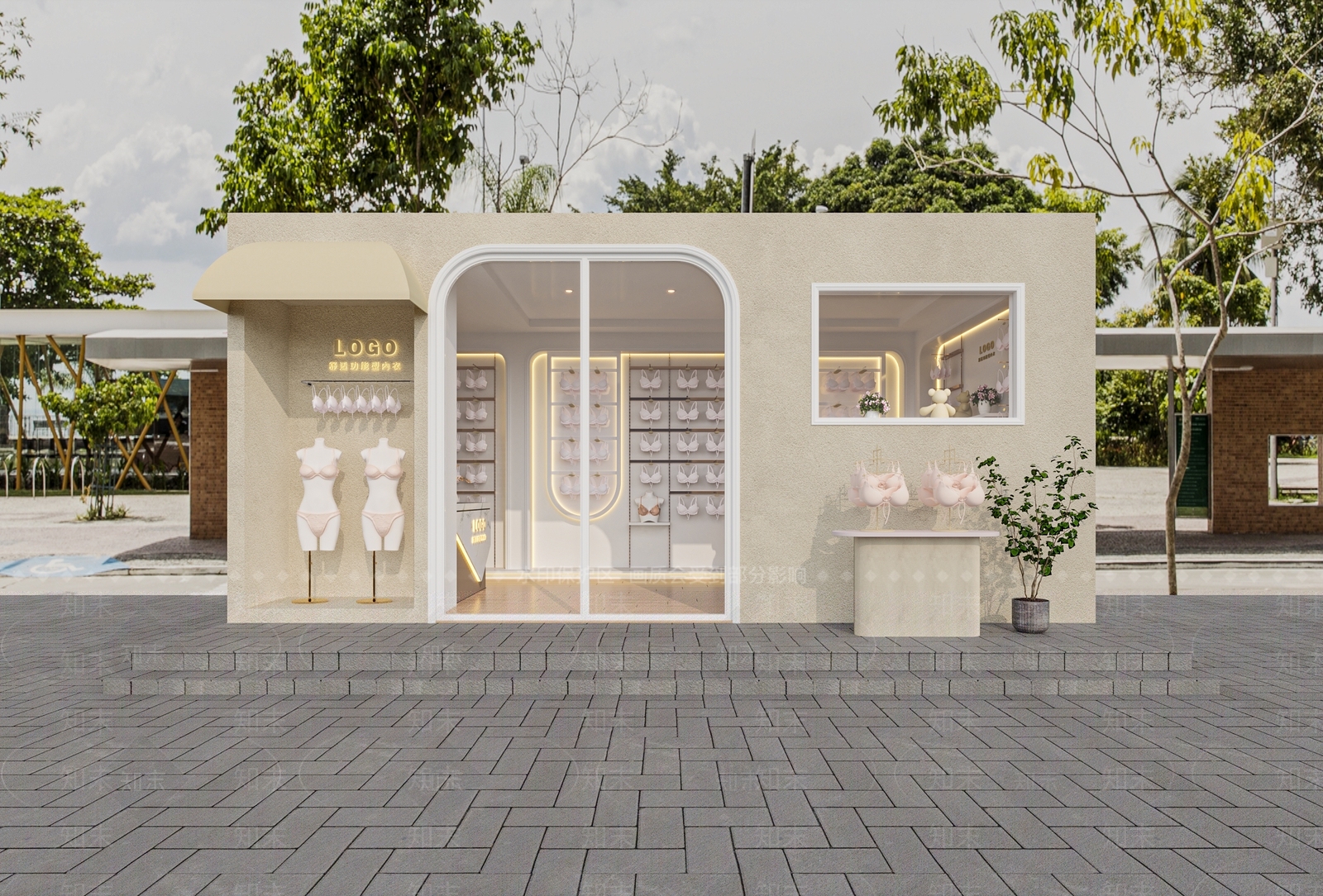 现代内衣店门头3D模型下载【ID:1124748186】