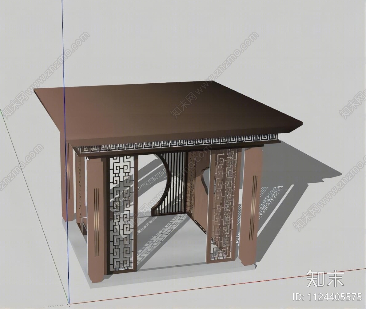 新中式凉亭SU模型下载【ID:1124405575】
