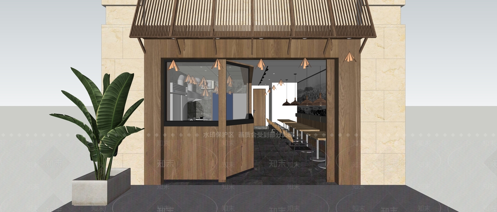 现代快餐店SU模型下载【ID:1124339093】