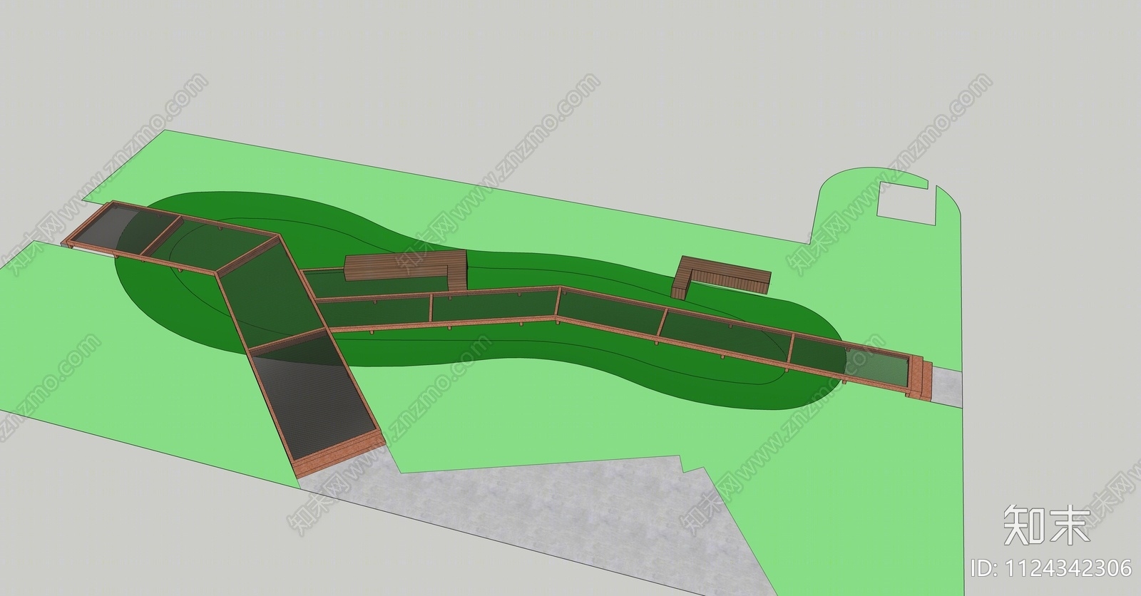 现代公园景观SU模型下载【ID:1124342306】