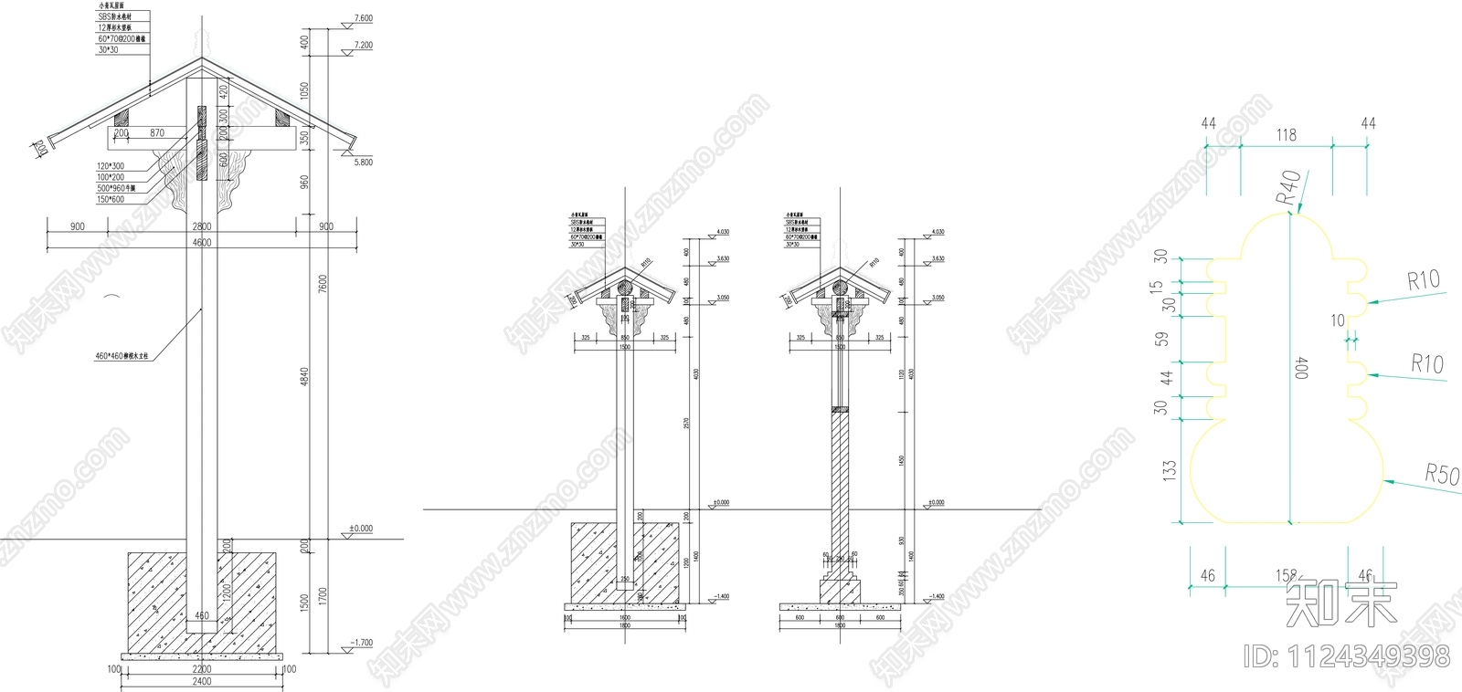 中式木院门法详图CAD施工图cad施工图下载【ID:1124349398】