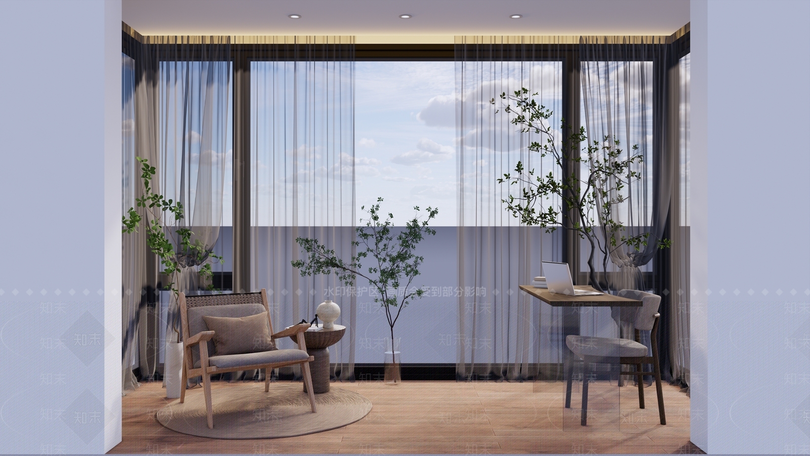 现代家居阳台SU模型下载【ID:1124566270】