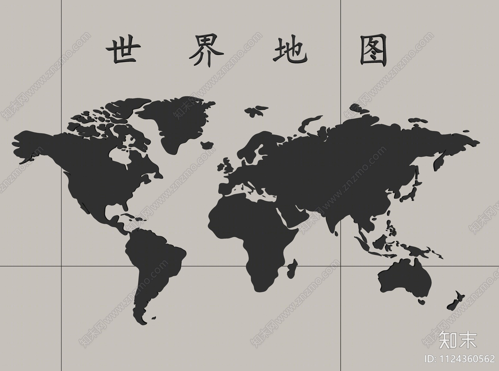 现代世界地图墙饰SU模型下载【ID:1124360562】