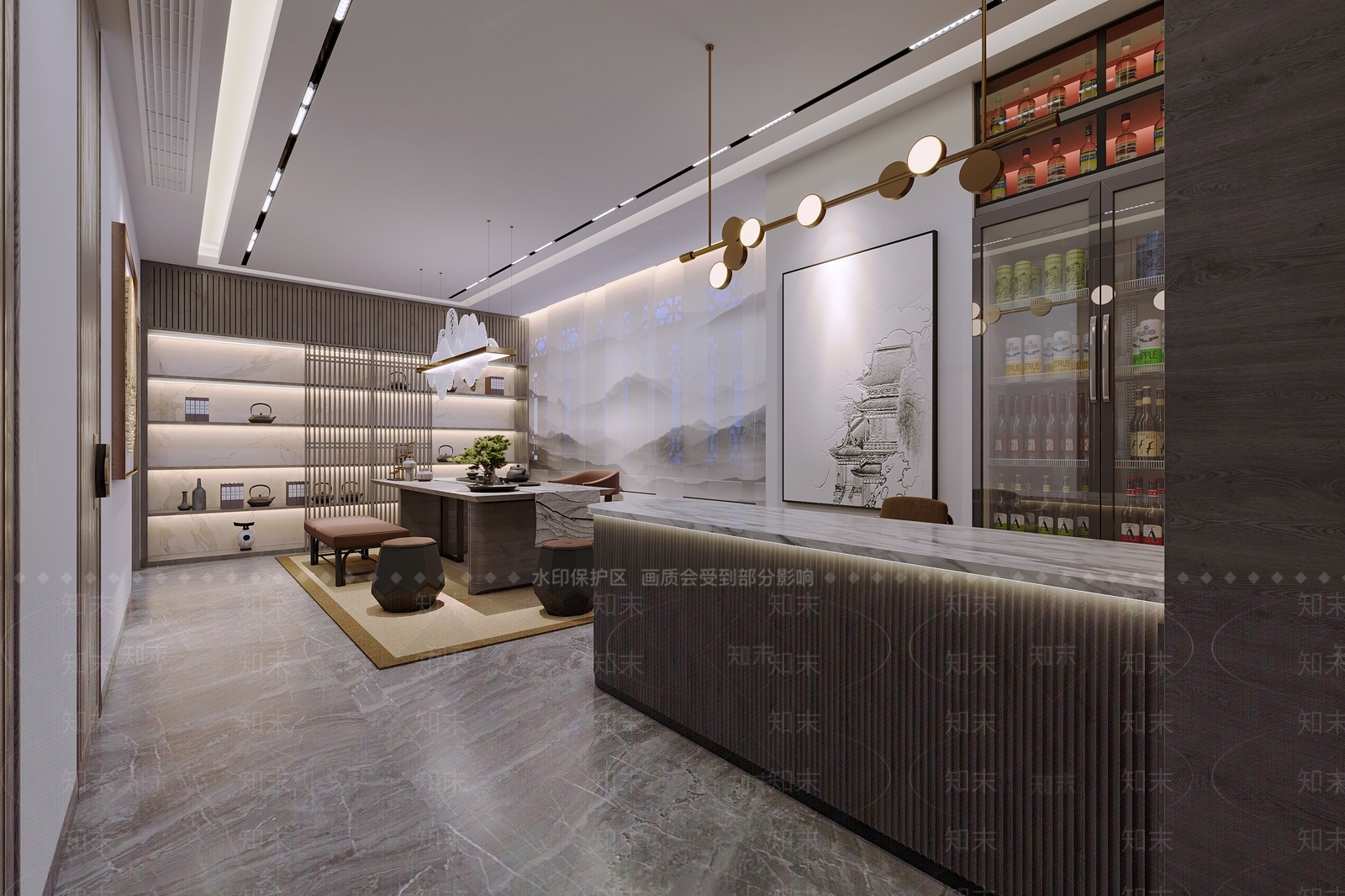 新中式餐厅前台3D模型下载【ID:1124366761】_知末3d模型网