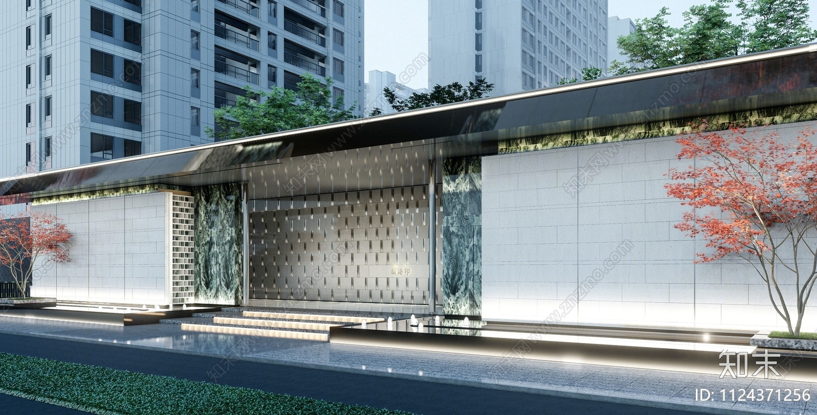 现代示范区大区入口大门SU模型下载【ID:1124371256】_知末su模型网
