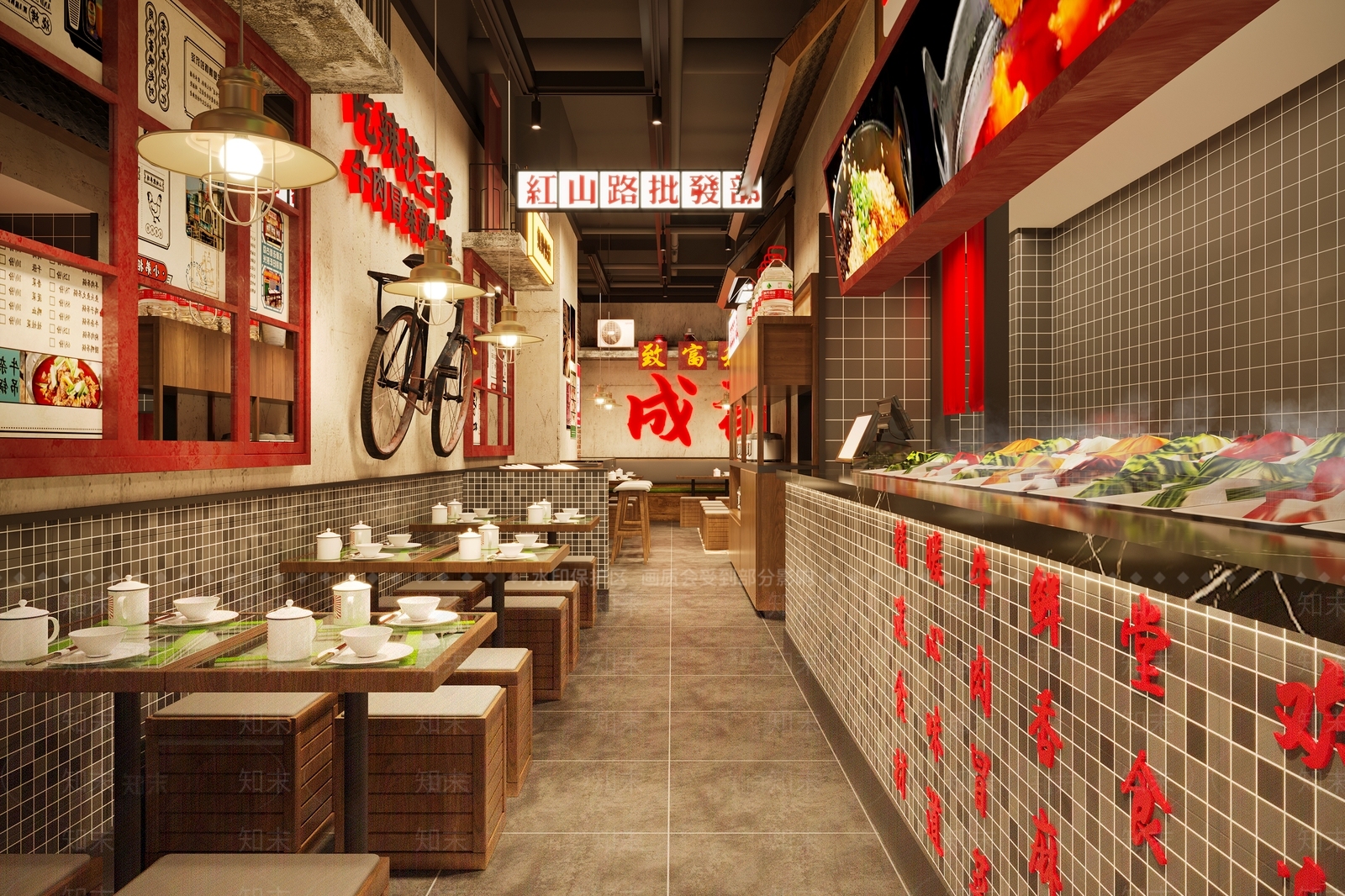 工业风火锅店3D模型下载【ID:1124381654】