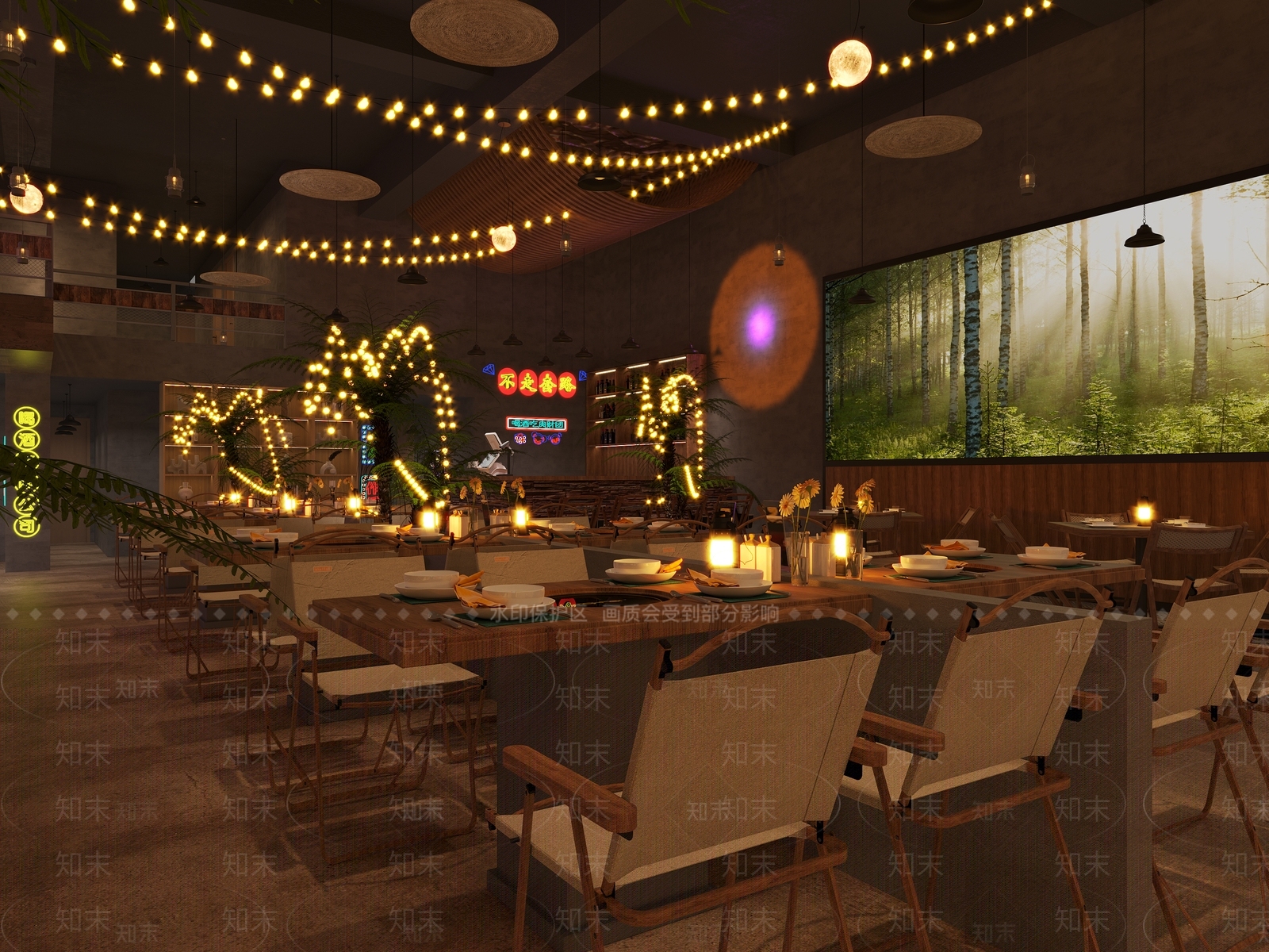 现代露营风火锅店3D模型下载【ID:1124382417】