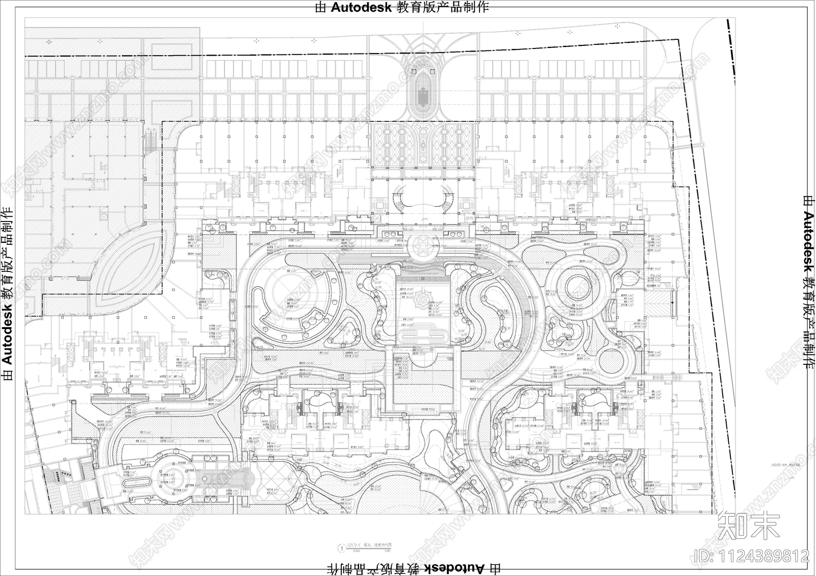 欧式简约景观绿化cad施工图下载【ID:1124389812】