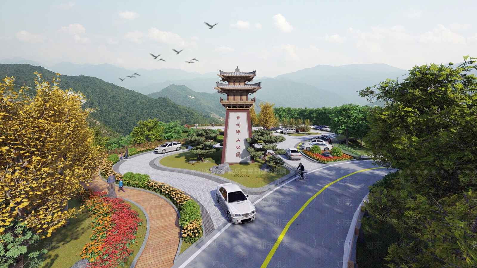 中式公园景观SU模型下载【ID:1124403913】