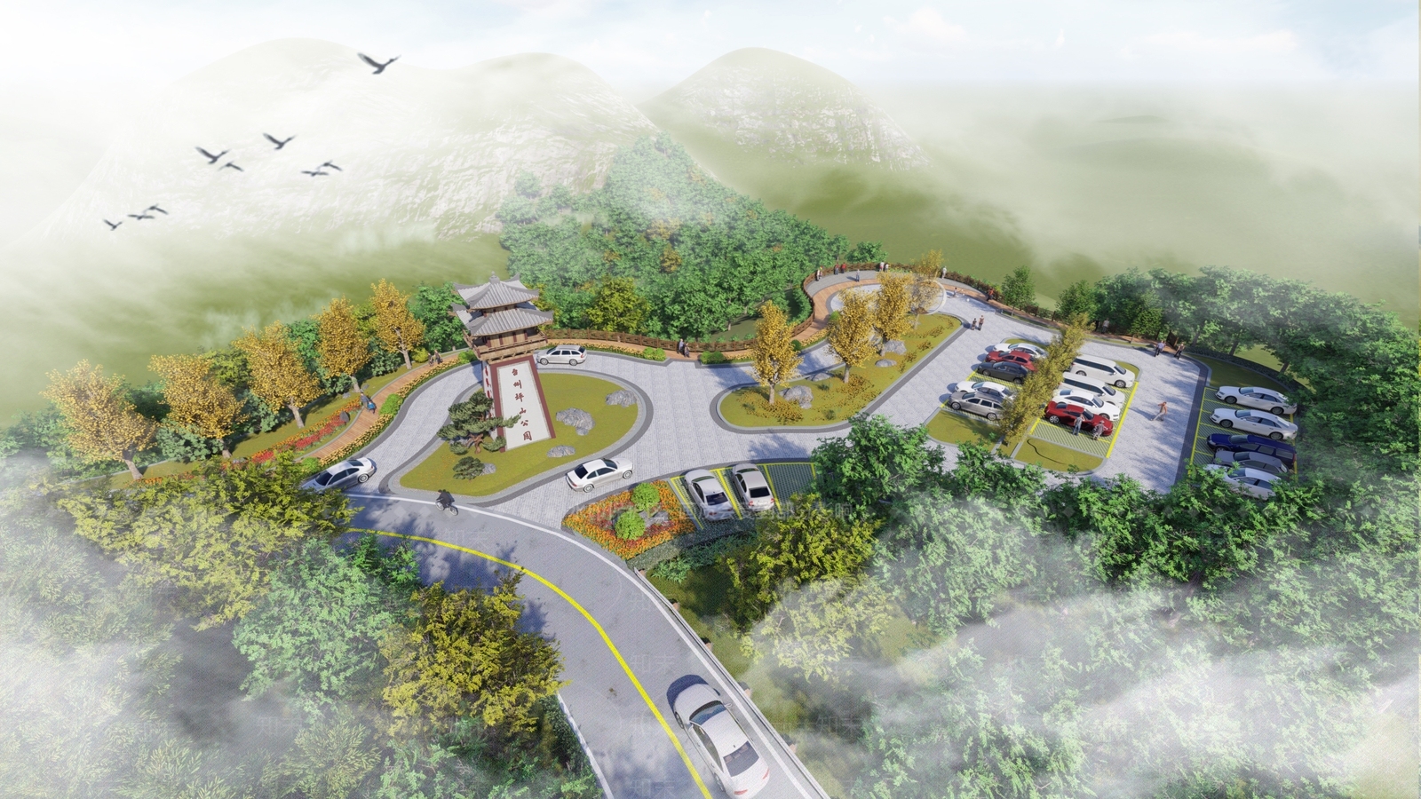中式公园景观SU模型下载【ID:1124403913】