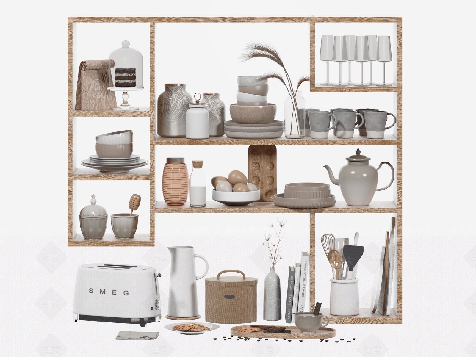 厨房用品组合SU模型下载【ID:1124523802】