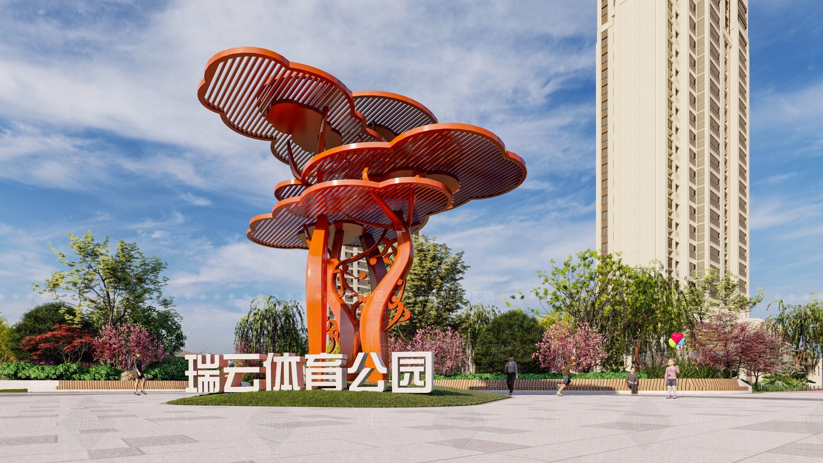 现代生态树雕塑小品SU模型下载【ID:1124405755】