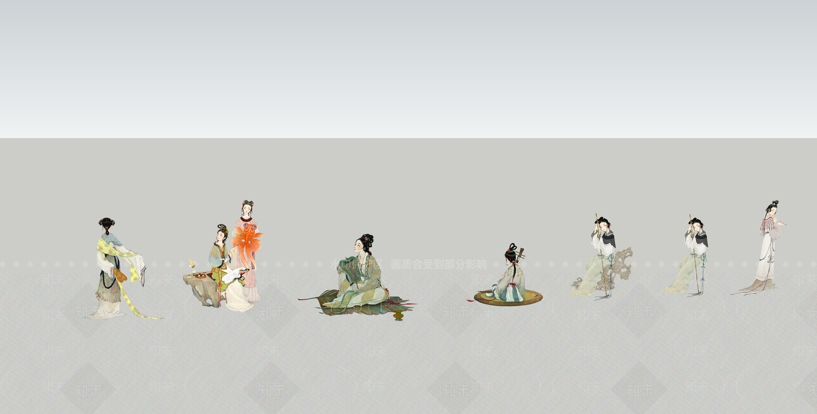 2D古风人物SU模型下载【ID:1124413450】