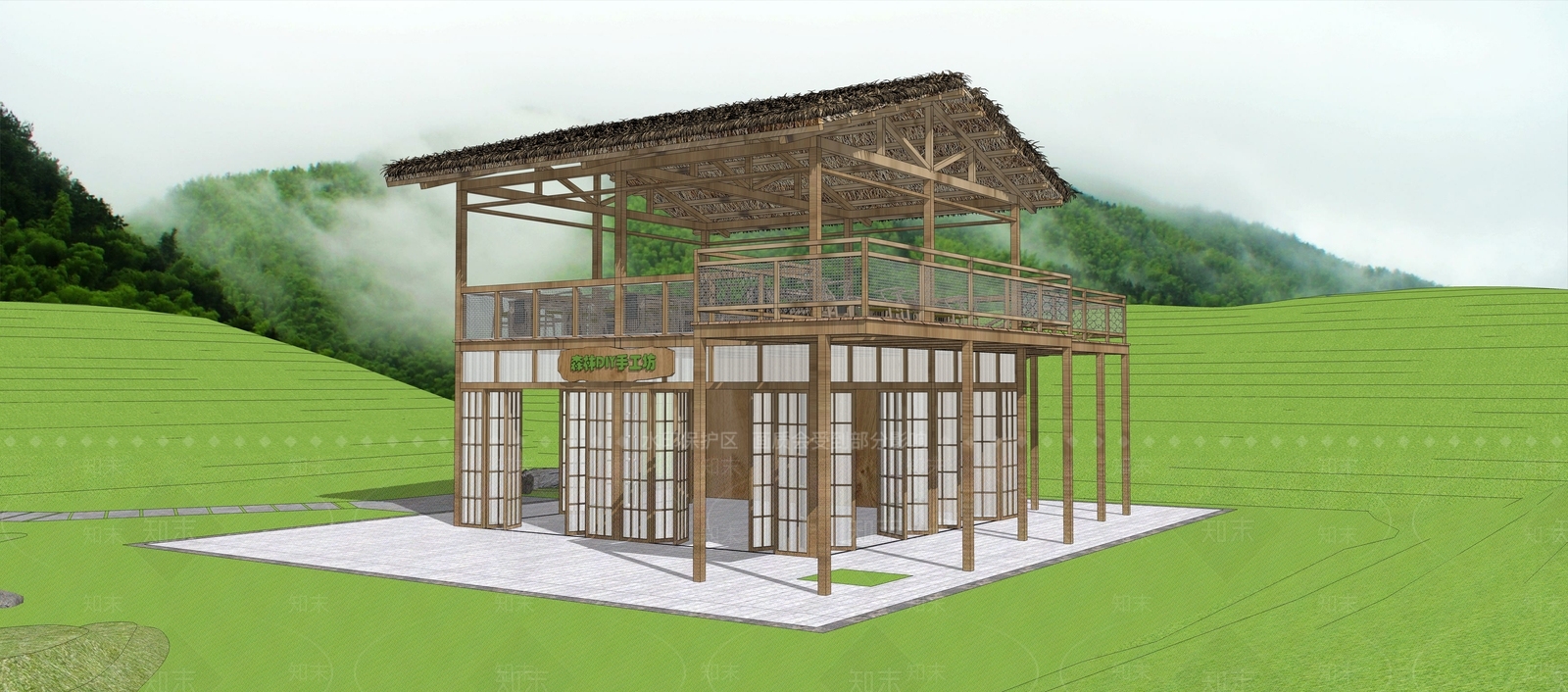 现代森林DIY手工坊森林木屋SU模型下载【ID:1124415894】