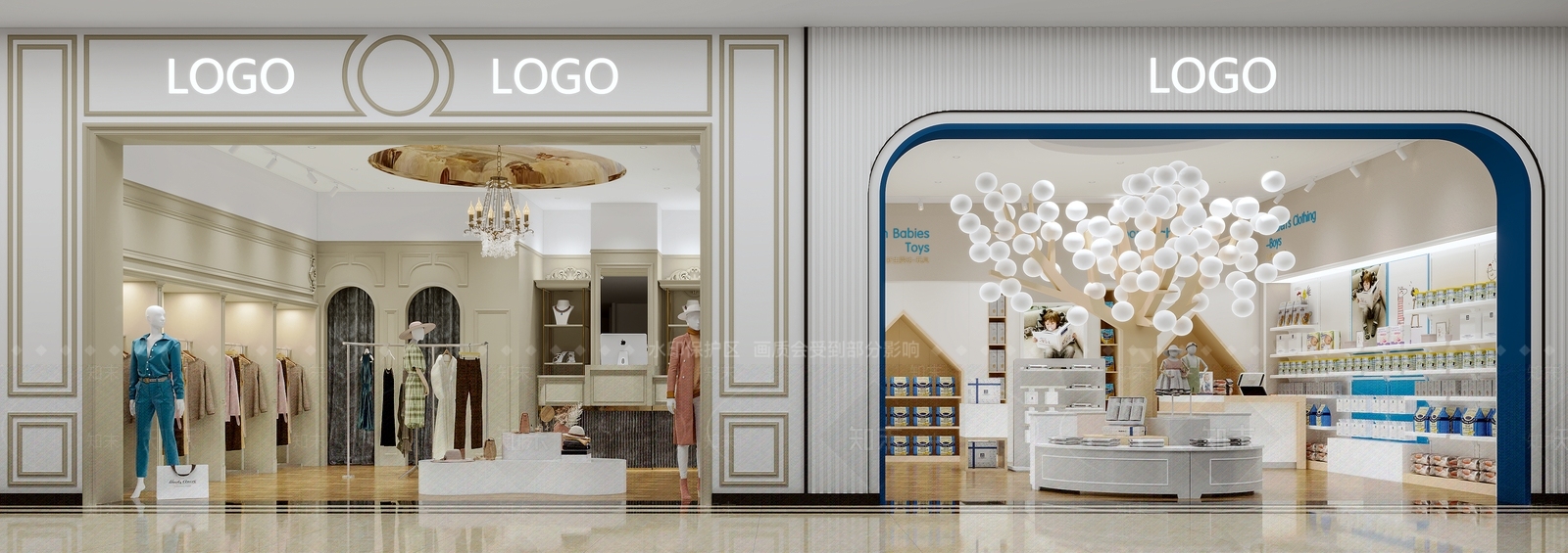 简欧母婴店3D模型下载【ID:1124417652】