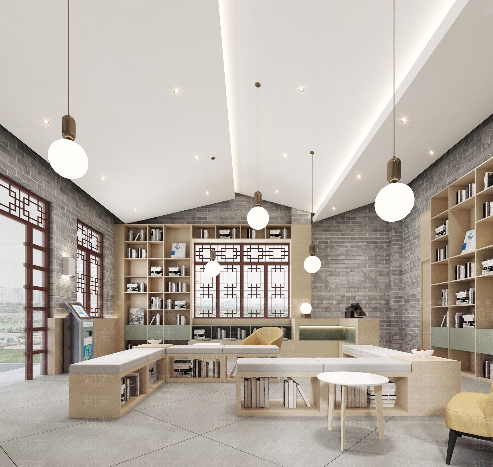 现代岭南风书店3D模型下载【ID:1124418112】