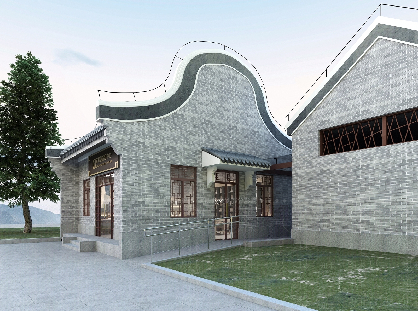 现代岭南风书店3D模型下载【ID:1124418112】