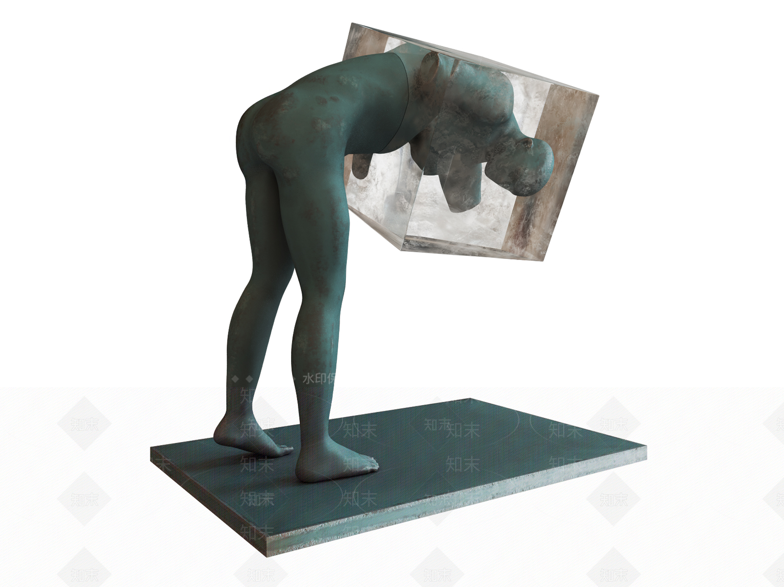 现代青铜人物雕塑SU模型下载【ID:1124424498】