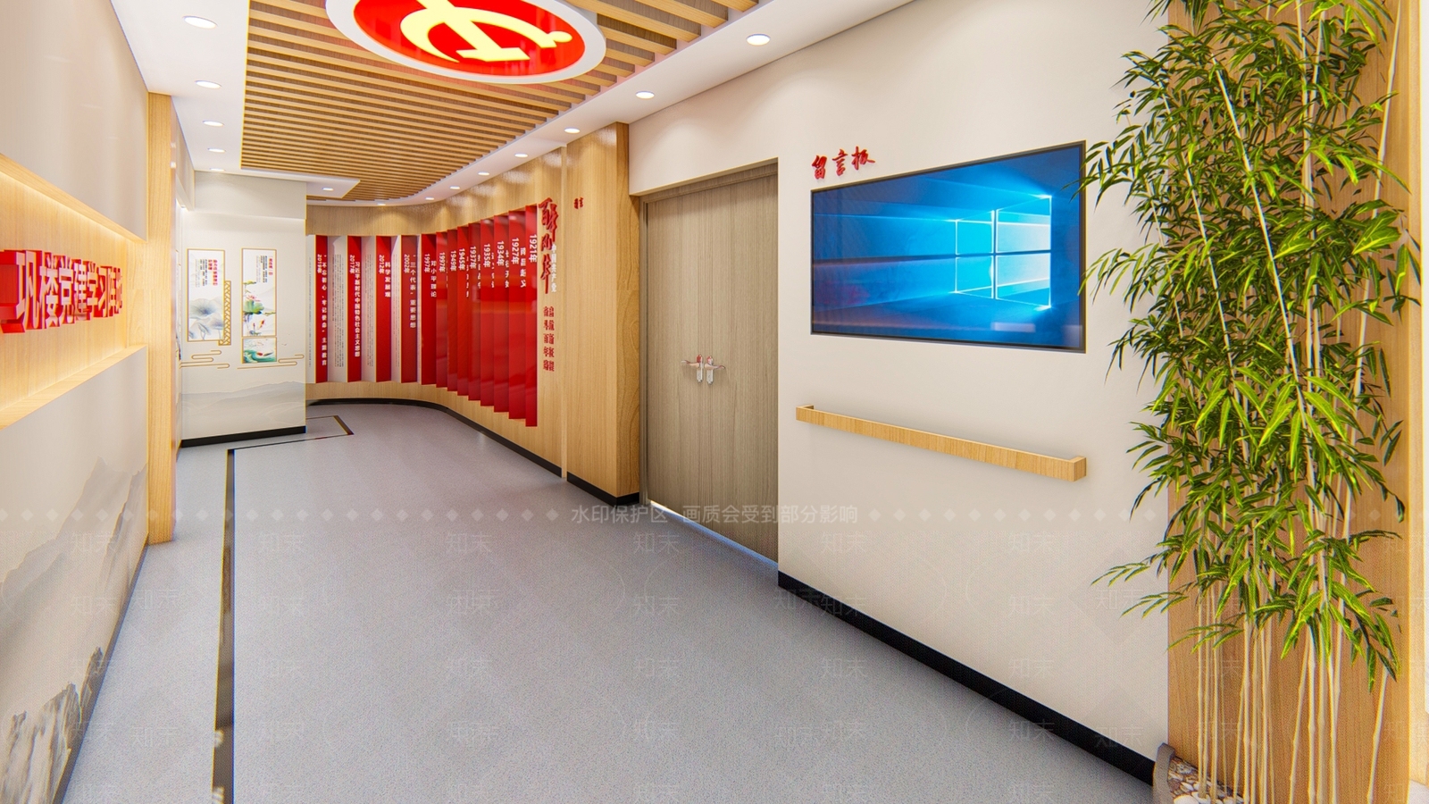 现代党建展厅SU模型下载【ID:1124811996】